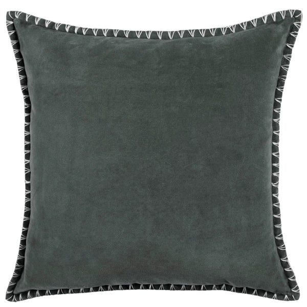 STITCH EMBROIDERED FEATHER VELVET CUSHION STORM - 50x50cm