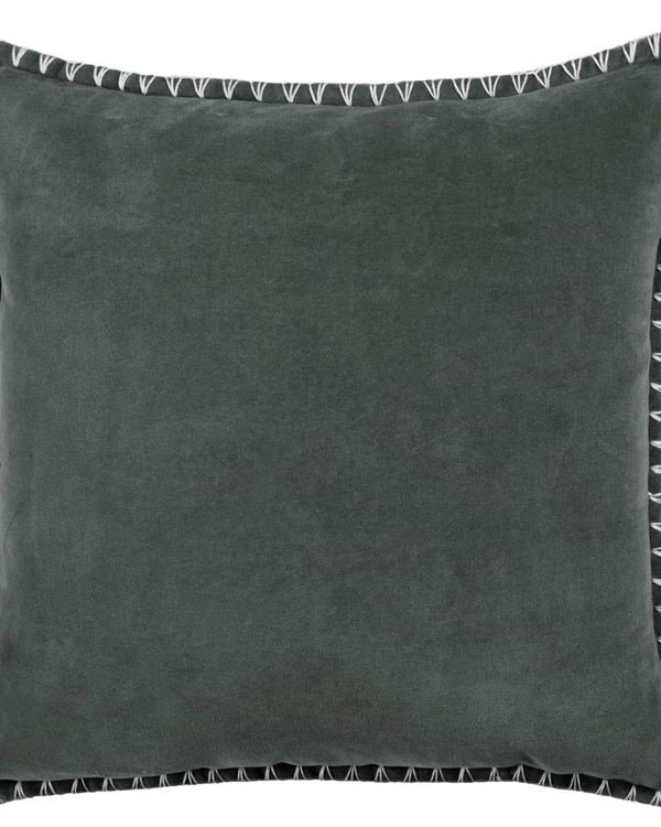 STITCH EMBROIDERED FEATHER VELVET CUSHION STORM - 50x50cm
