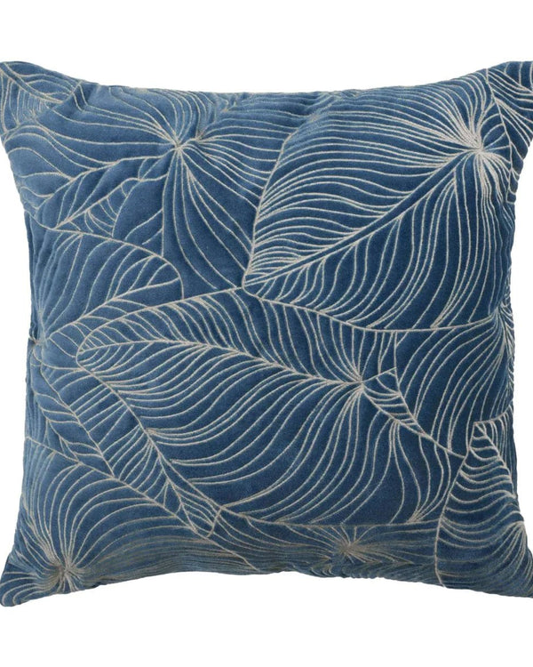 Taro Embroidered Bluebell Velvet Cushion - 50x50cm
