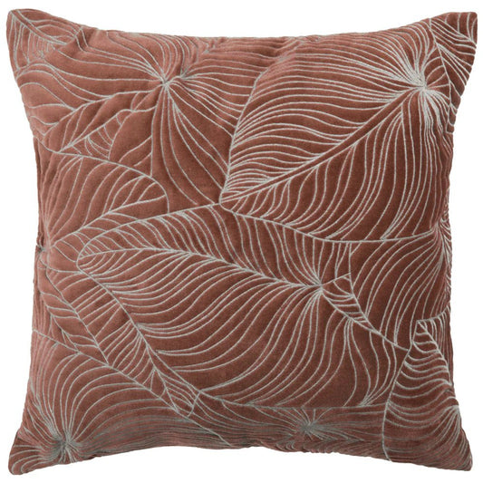 Voyage Maison Interior Design Range Taro Embroidered Persimmon Velvet Cushion - 50x50cm