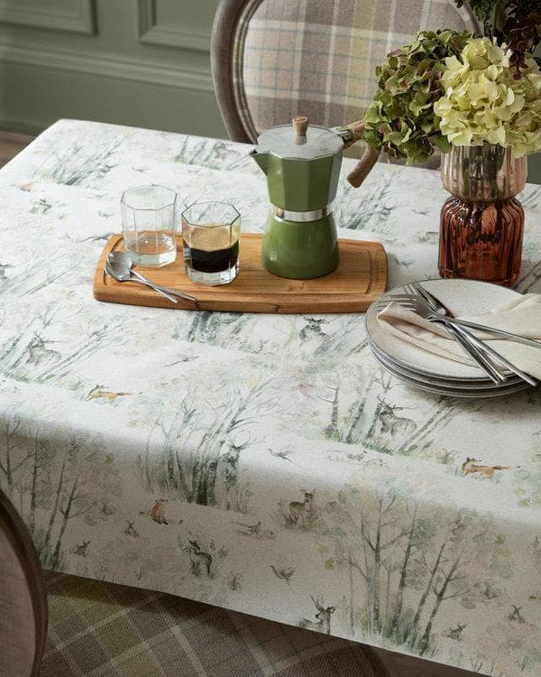 ENCHANTED FOREST PRINTED RESIN OIL CLOTH FABRIC (BY THE METRE) NATURAL by Voyage Maison