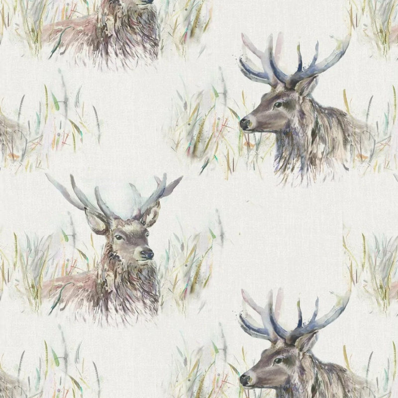 WALLACE STAG PRINTED RESIN OIL CLOTH FABRIC (BY THE METRE) NATURAL by Voyage Maison