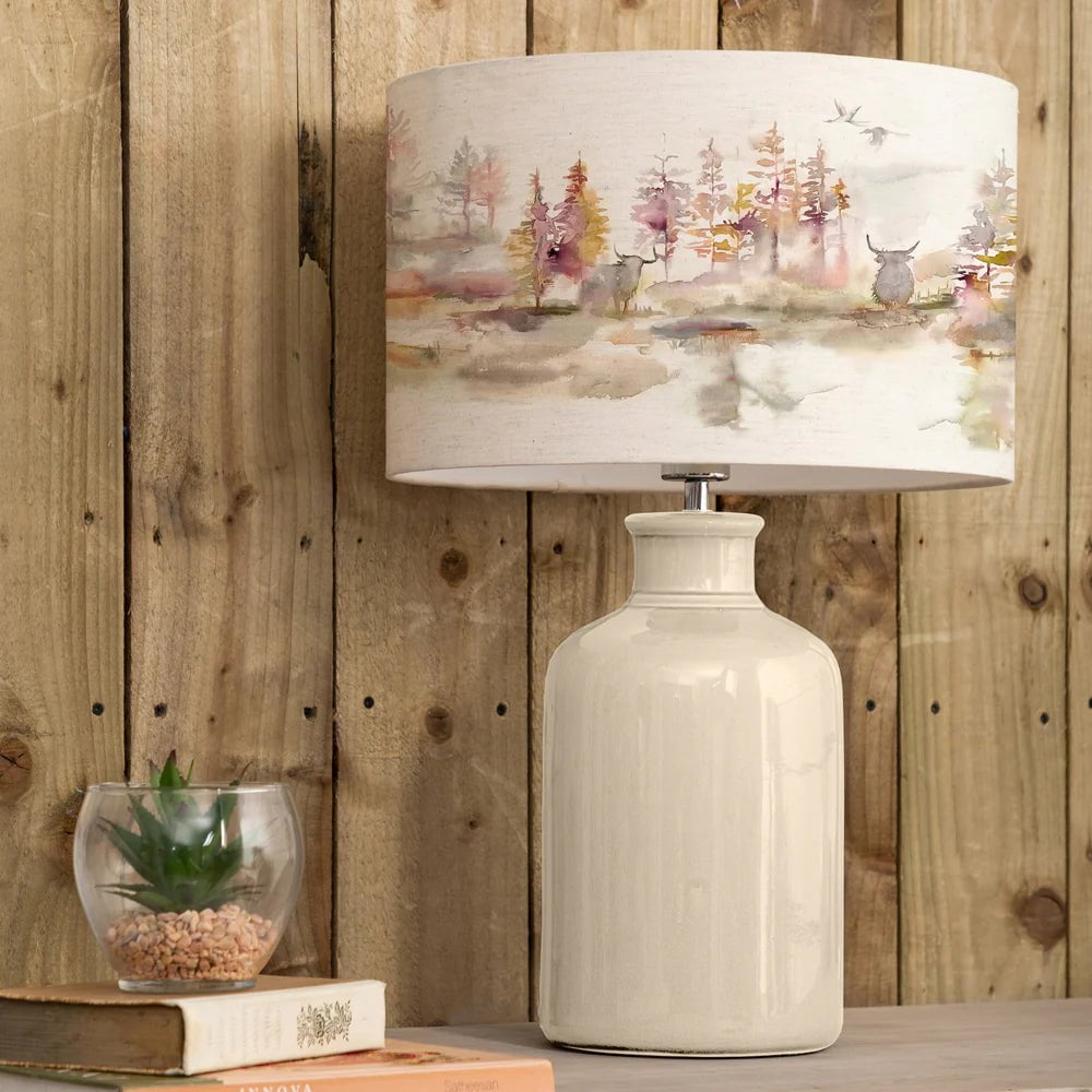 Voyage Maison (Riva Home) Cream Voyage Maison Caledonian Forest Eva & Elspeth Complete Table Lamp in Cream/Linen or Grey/Linen