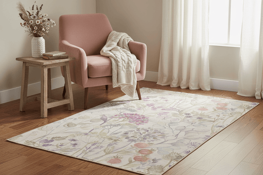 Voyage Maison (Riva Home) Designer Rugs Country Hedgerow Printed Wool Rug Pink by Voyage Maison