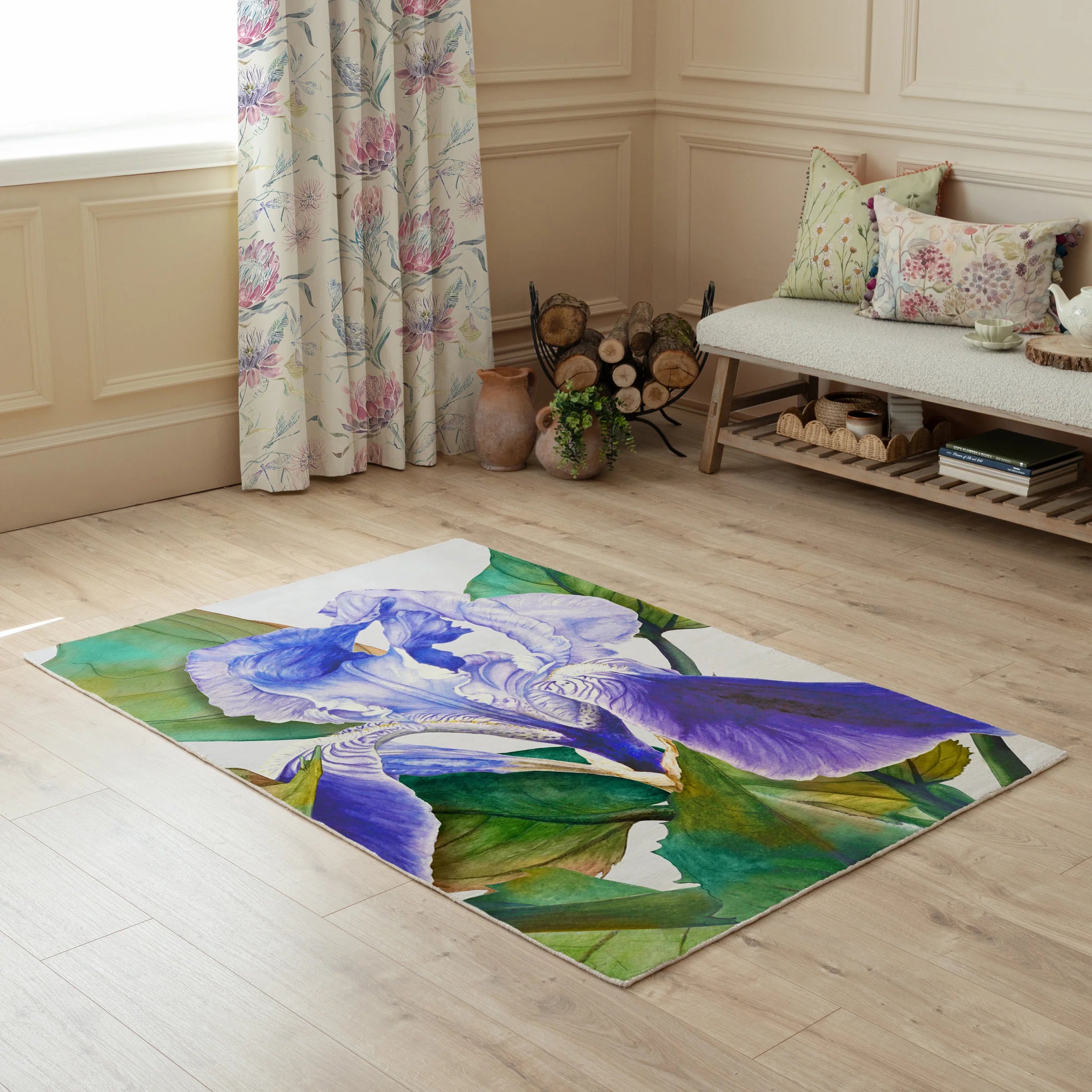 Voyage Maison (Riva Home) Designer Rugs Marie Burke Darwen Printed Rug in Cornflower