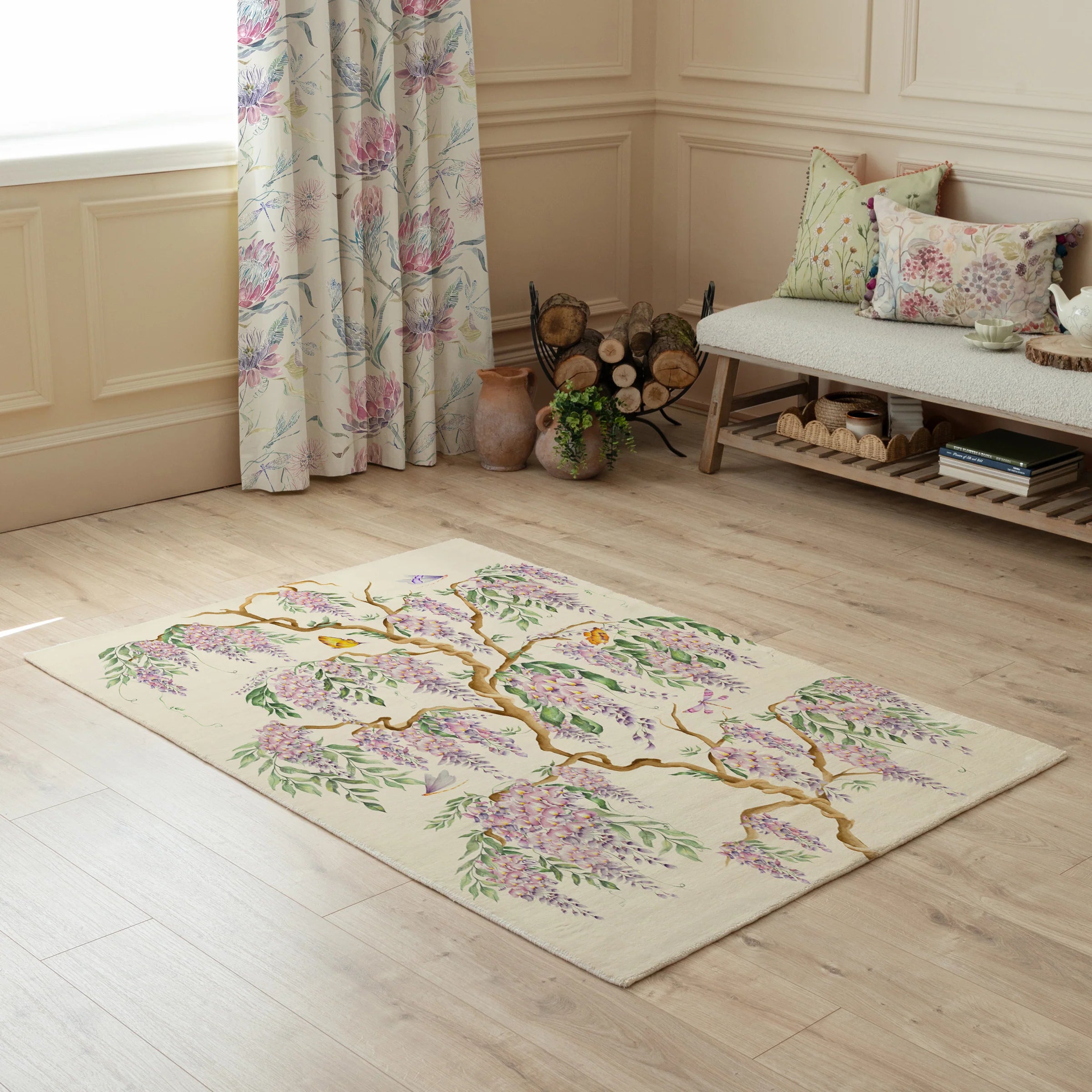 Voyage Maison (Riva Home) Designer Rugs Mariposa Meadows Printed Rug in Mauve