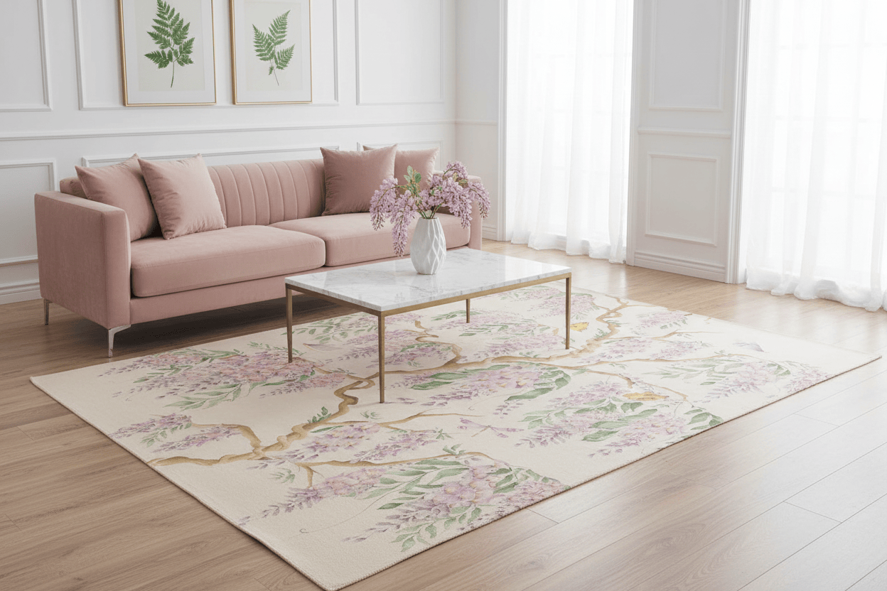 Voyage Maison (Riva Home) Designer Rugs MARIPOSA MEADOWS PRINTED RUG – MAUVE by Voyage Maison