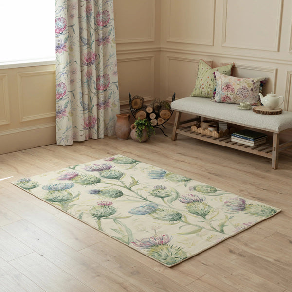 THISTLE GLEN PRINTED WOOL RUG – GREEN  by Voyage Maison