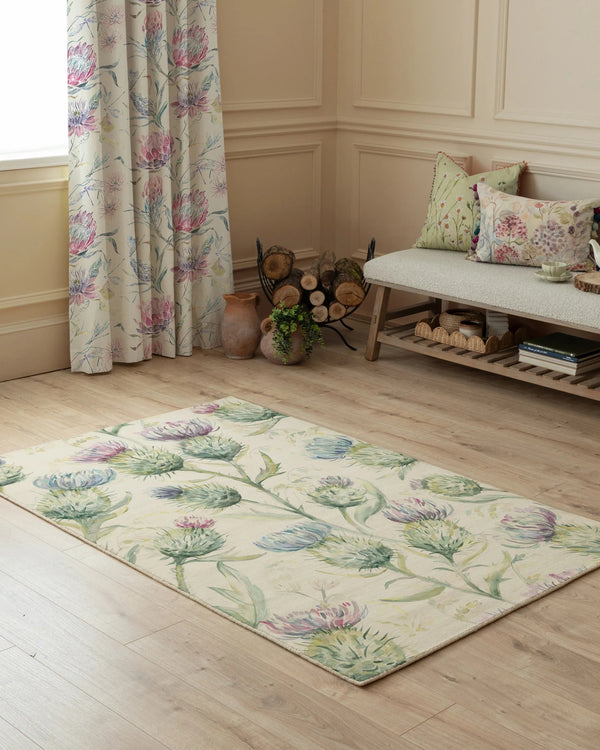 THISTLE GLEN PRINTED WOOL RUG – GREEN  by Voyage Maison