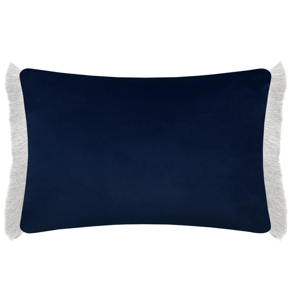 Voyage Maison (Riva Home) Interior Design Range Daphne Printed Ruche Fringe Cushion in Delft Blue