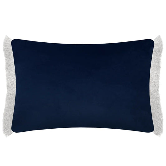 Voyage Maison (Riva Home) Interior Design Range Daphne Printed Ruche Fringe Cushion in Delft Blue