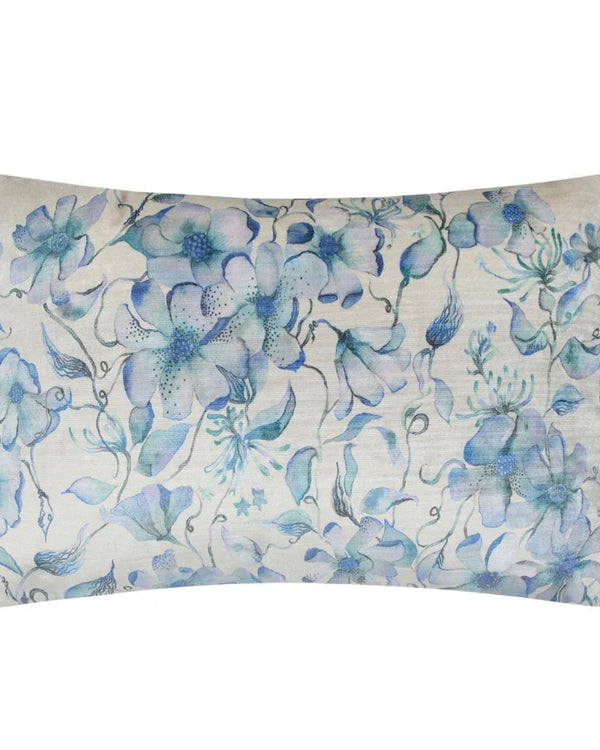 Voyage Maison Daphne Printed Ruche Fringe Cushion in Delft Blue