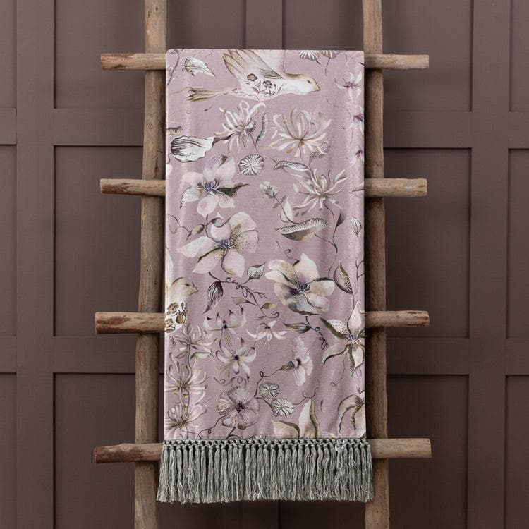 Voyage Maison (Riva Home) Interior Design Range FLOELLA PRINTED FRINGE THROW in VIOLA