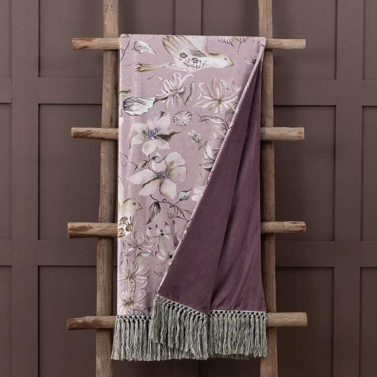 Voyage Maison (Riva Home) Interior Design Range FLOELLA PRINTED FRINGE THROW in VIOLA