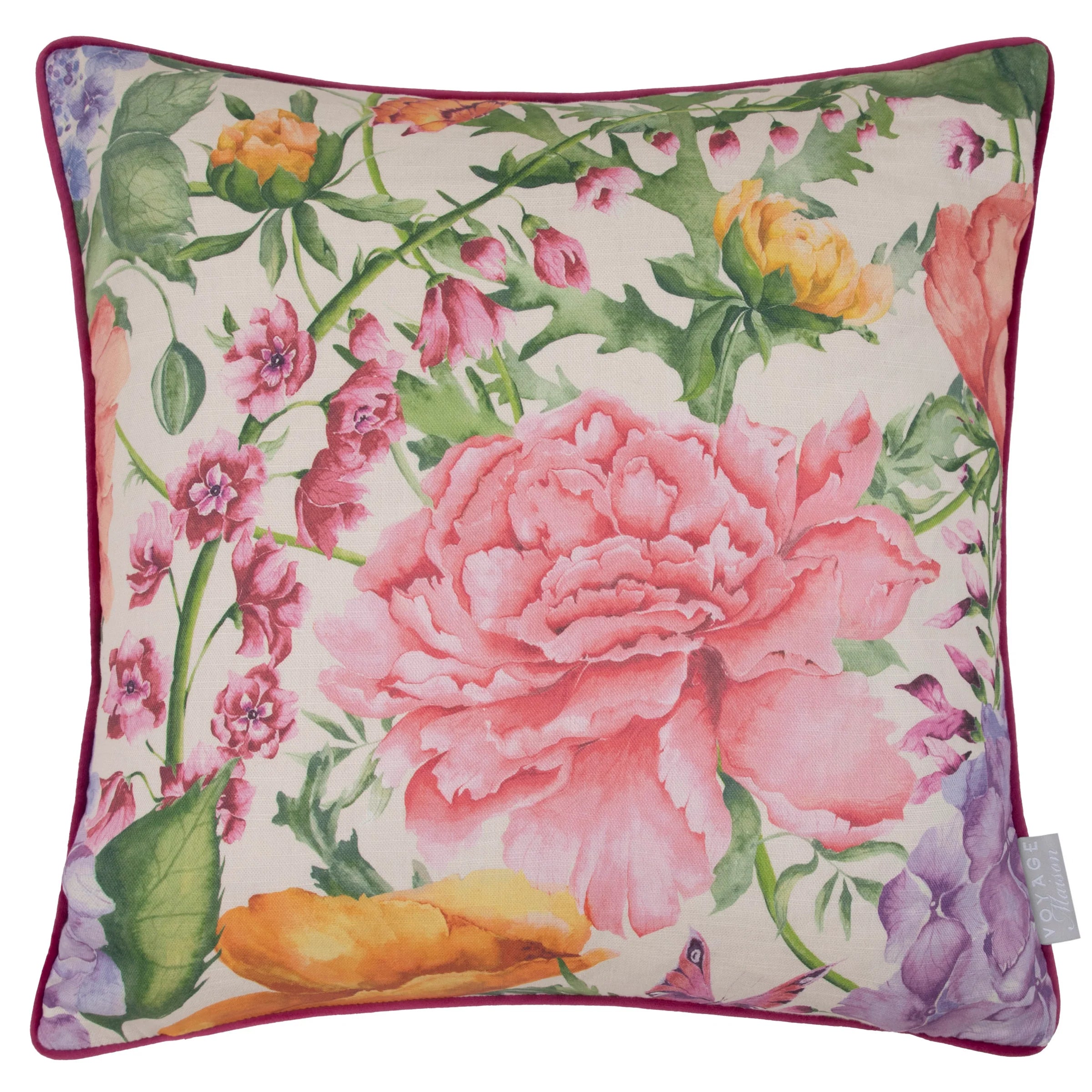 Voyage Maison (Riva Home) Interior Design Range Idalia Printed Piped Cushion in Fuchsia