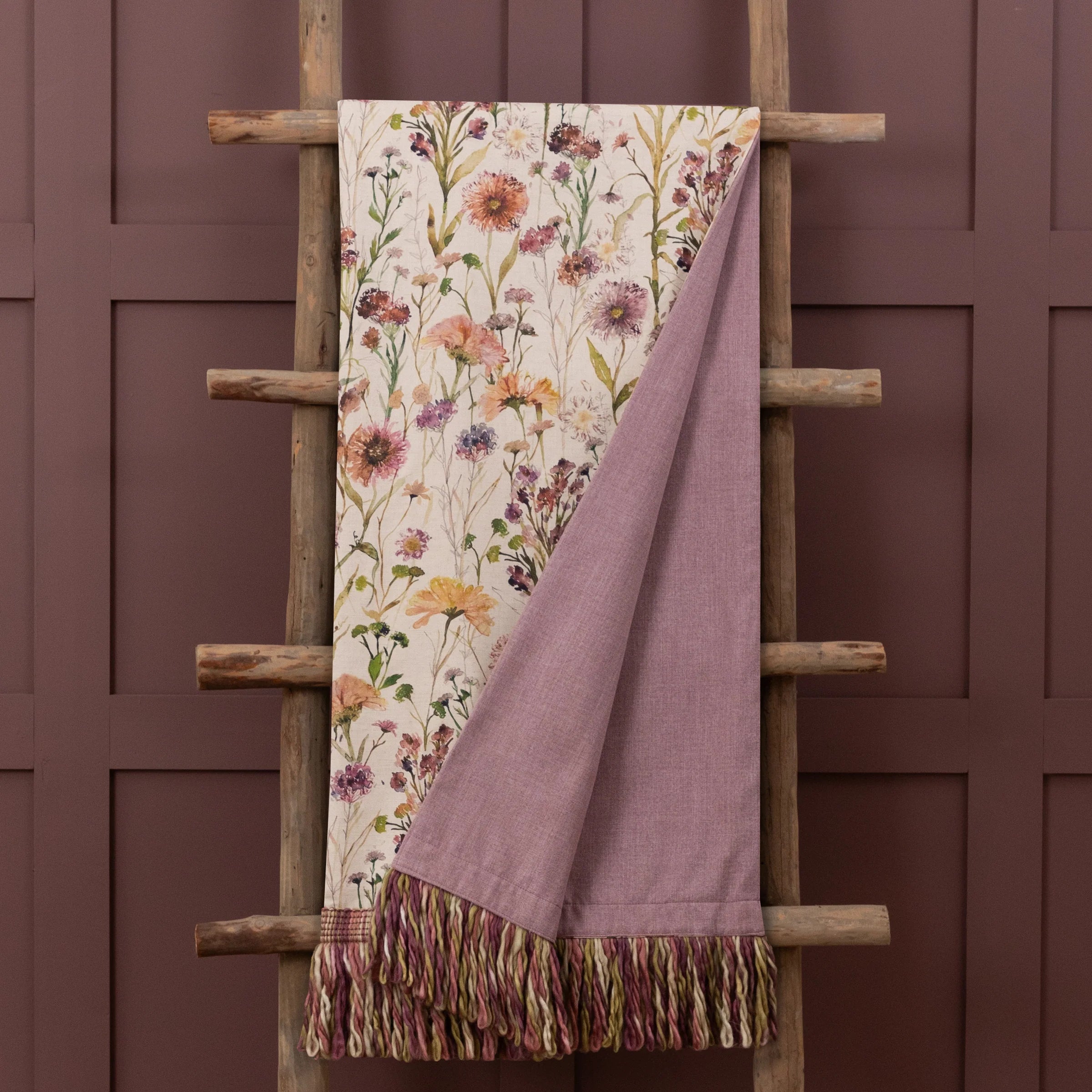 Voyage Maison (Riva Home) Interior Design Range Medmerry Printed Fringe Throw in Blossom