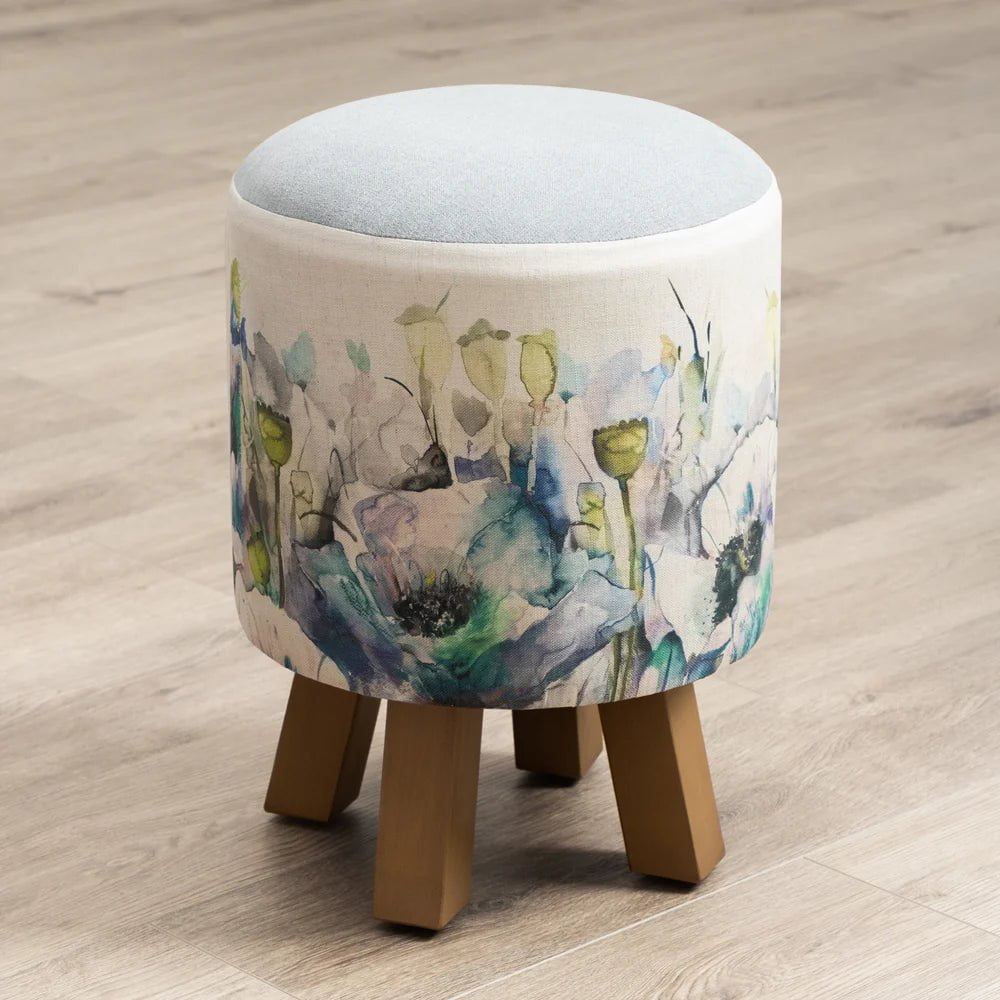 Voyage Maison (Riva Home) Interior Design Range MONTY ROUND FOOTSTOOL PAPAVERA VERONICA