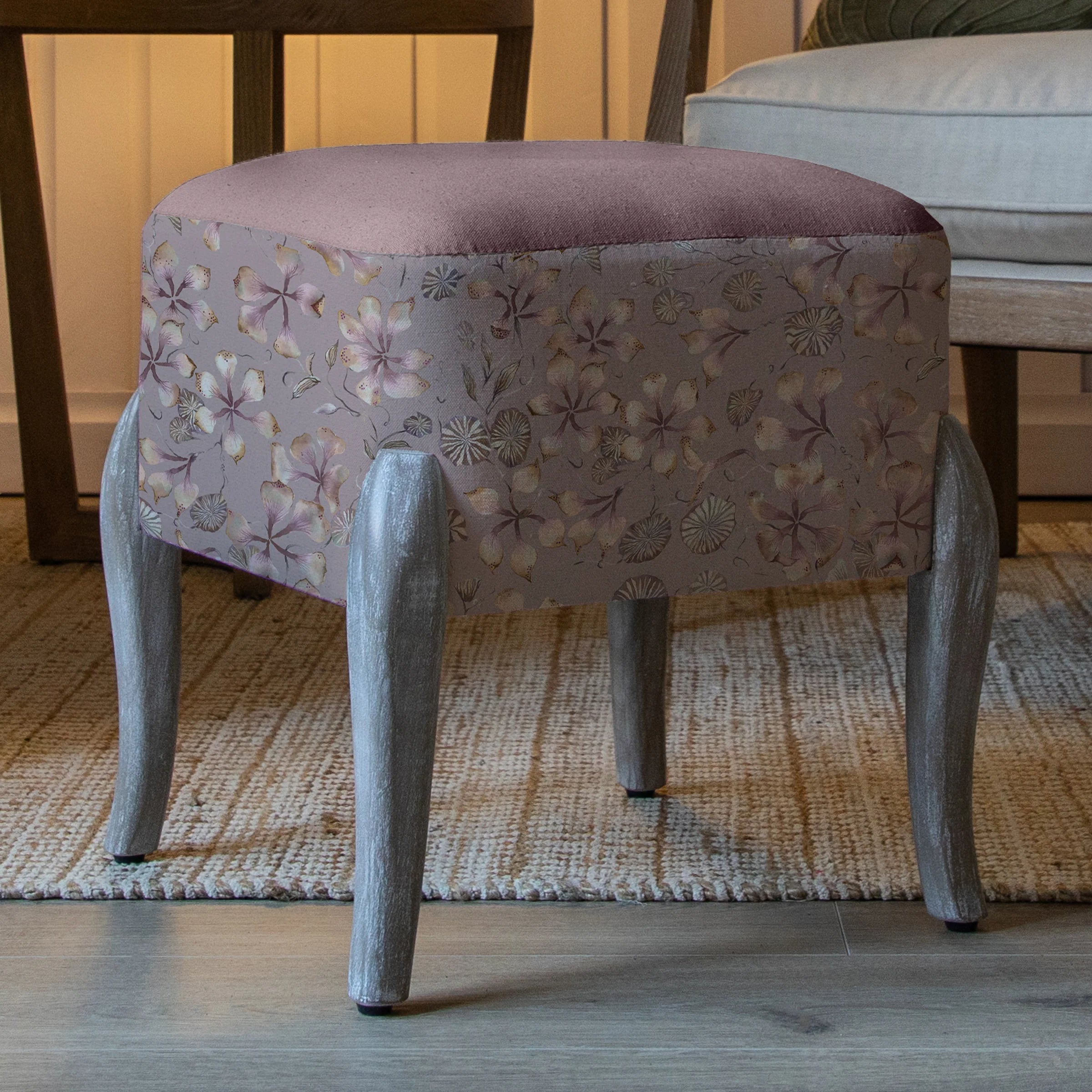 Voyage Maison (Riva Home) Interior Design Range Voyage Maison Philipa Printed Ralf Footstool in Viola