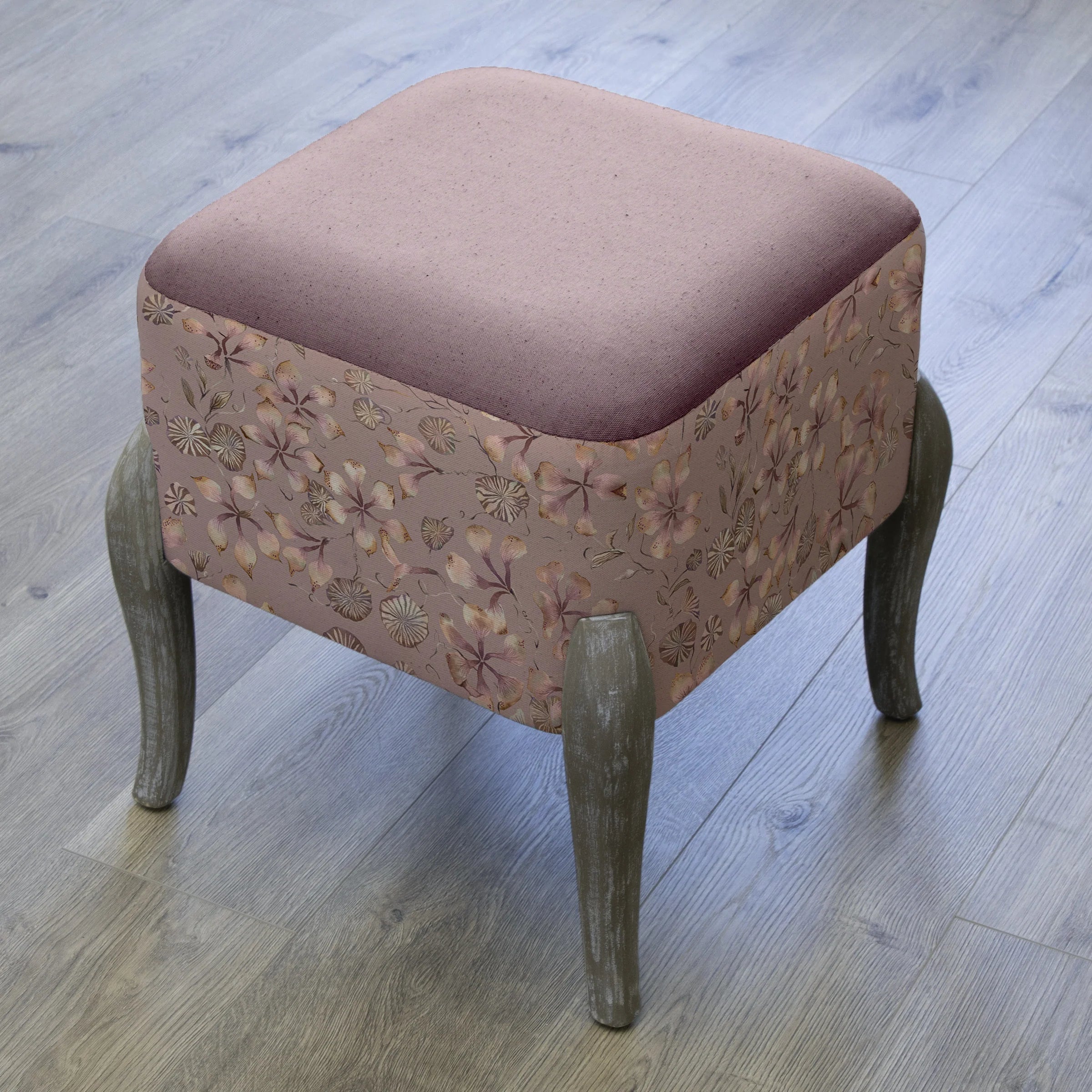 Voyage Maison (Riva Home) Interior Design Range Voyage Maison Philipa Printed Ralf Footstool in Viola