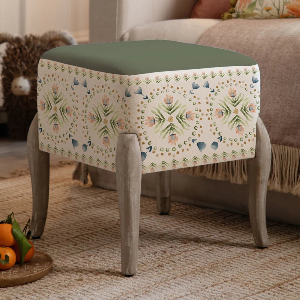 Voyage Maison (Riva Home) Interior Design Range Voyage Maison Sera Printed Ralf Footstool Sage