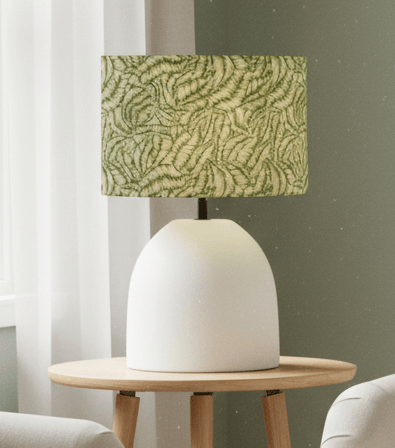 MUSA EVA HAND ROLLED SHADE & LARISSA BASE | KIWI | ECRU | COMPLETE CERAMIC TABLE LAMP by Voyage Maison