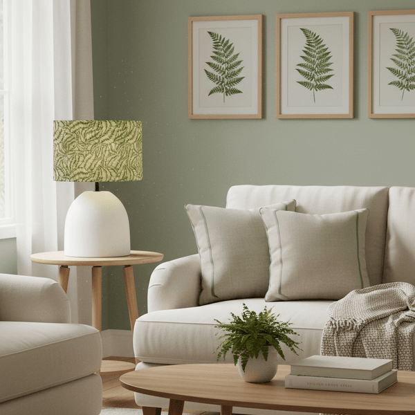 MUSA EVA HAND ROLLED SHADE & LARISSA BASE | KIWI | ECRU | COMPLETE CERAMIC TABLE LAMP by Voyage Maison