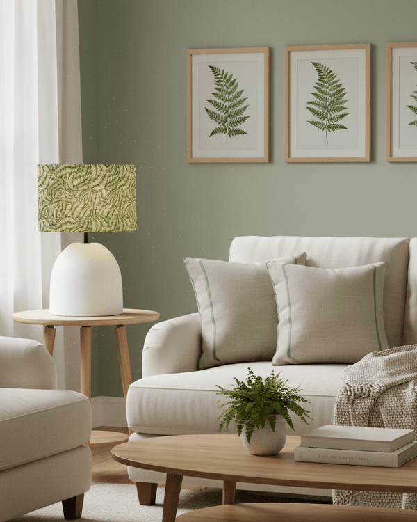 MUSA EVA HAND ROLLED SHADE & LARISSA BASE | KIWI | ECRU | COMPLETE CERAMIC TABLE LAMP by Voyage Maison