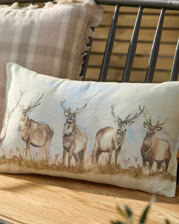 MOORLAND STAG REVERSIBLE OUTDOOR CUSHION NUT by Voyage Maison