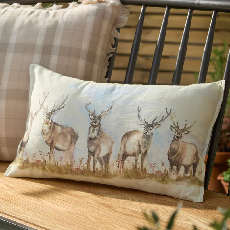 MOORLAND STAG REVERSIBLE OUTDOOR CUSHION NUT by Voyage Maison