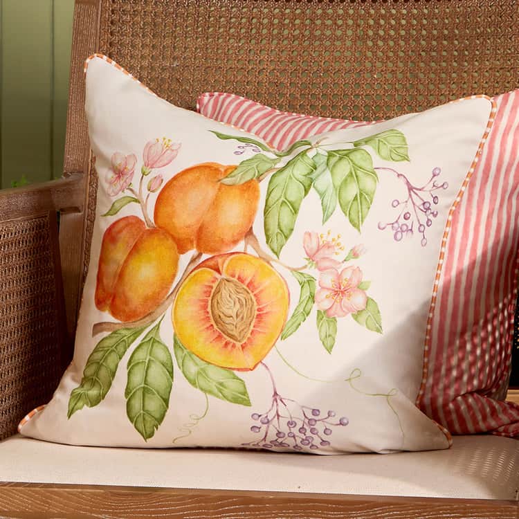 PEACH HARVEST PRINTED OUTDOOR CUSHION ORANGE by Voyage Maison