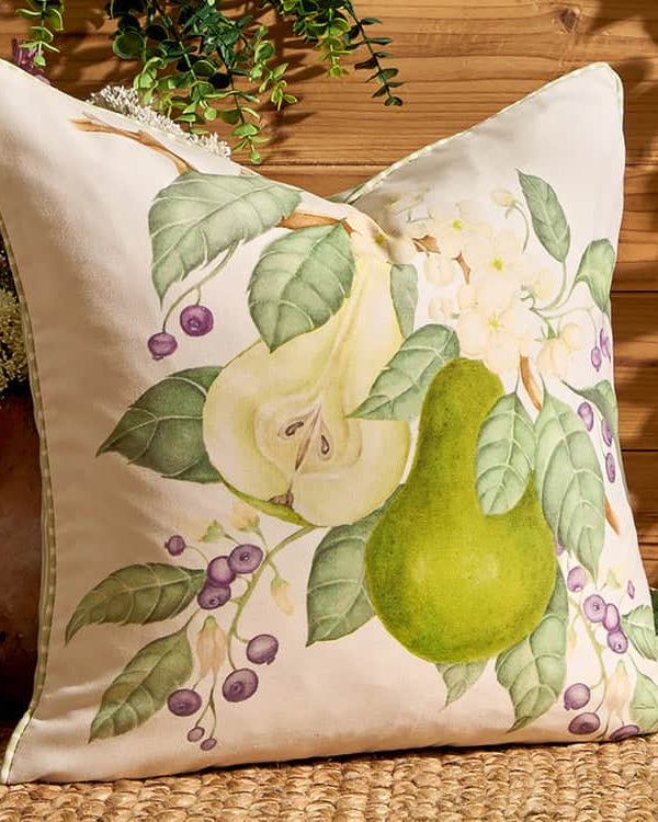 PEAR ORCHARD PRINTED OUTDOOR CUSHION GREEN by Voyage Maison