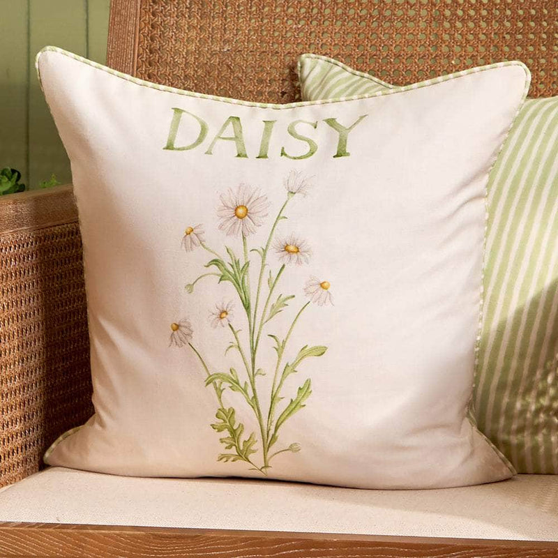 Daisy Printed Outdoor Cushion Green by Voyage Maison