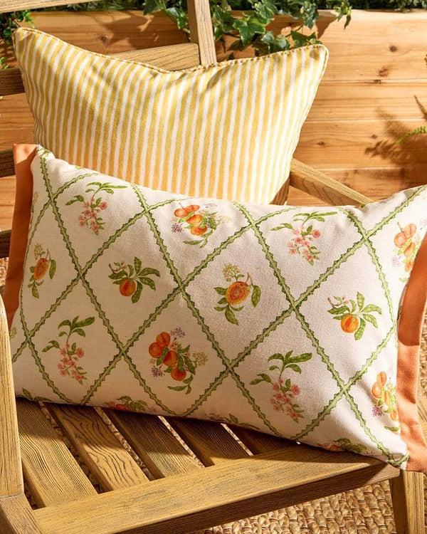 PEACH TRELLIS PRINTED OUTDOOR CUSHION ORANGE by Voyage Maison