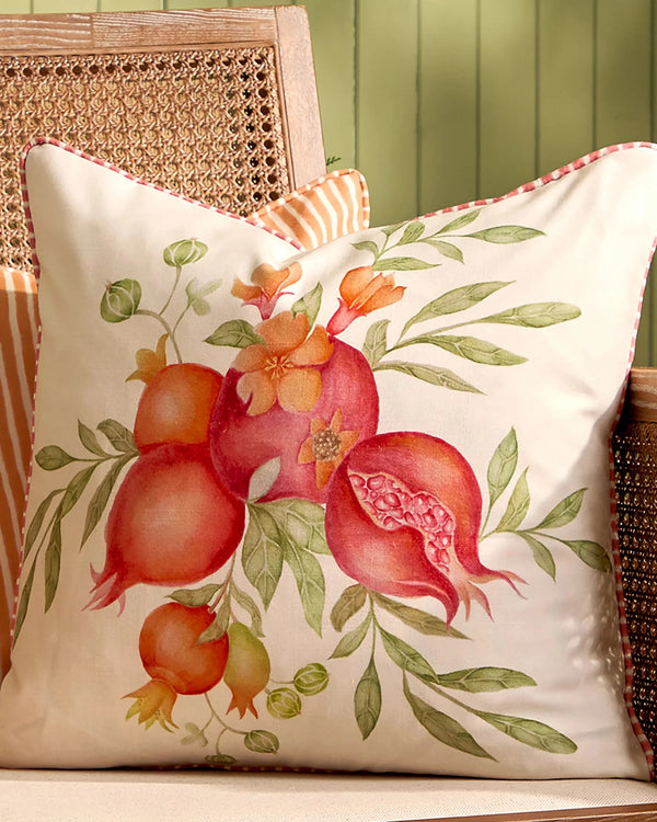 POMEGRANATE TRELLIS PRINTED OUTDOOR SQUARE CUSHION RED  
by Voyage Maison