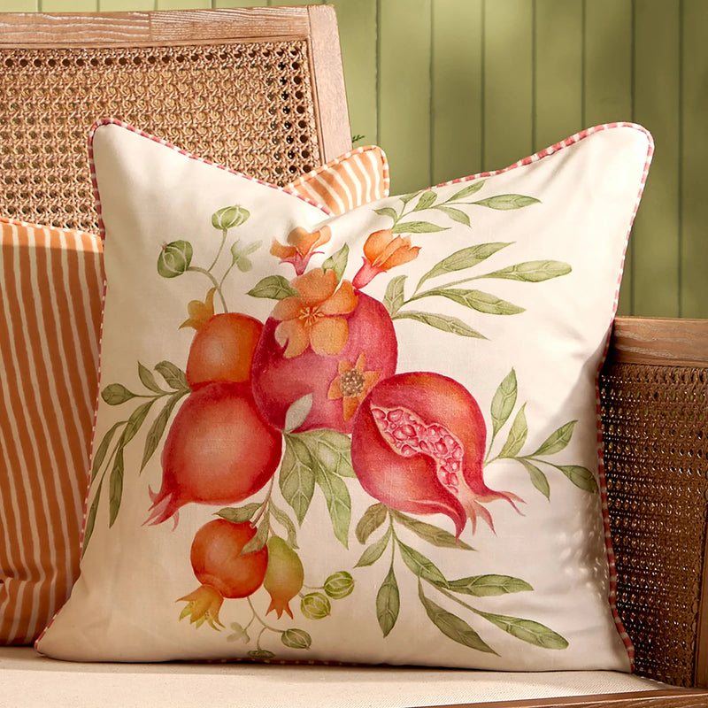 POMEGRANATE TRELLIS PRINTED OUTDOOR SQUARE CUSHION RED  
by Voyage Maison