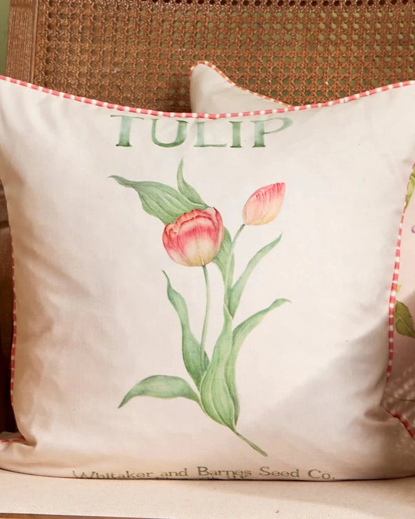 TULIP PRINTED OUTDOOR CUSHION PINK by Voyage Maison