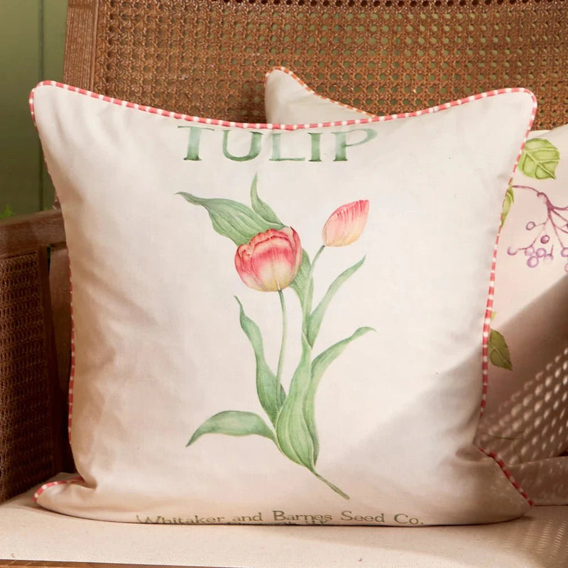 TULIP PRINTED OUTDOOR CUSHION PINK by Voyage Maison