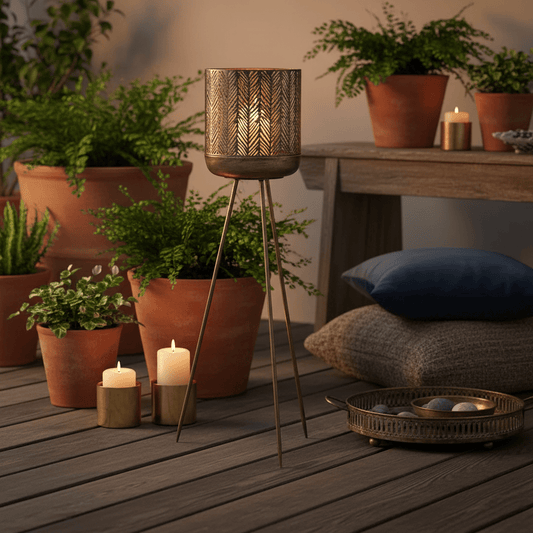 Voyage Maison (Riva Home) Voyage Maison Accessory STARLIGHT STANDING LANTERN/PLANTER – Antique Silver/Gold by Voyage Maison