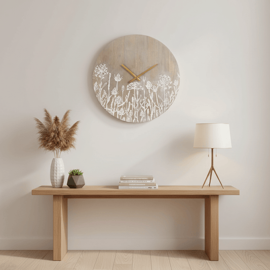 Voyage Maison (Riva Home) Voyage Maison Artwork FLEUR ET FAUNE WOODEN CLOCK – GREYWASH by Voyage Maison
