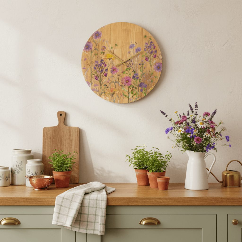 Voyage Maison (Riva Home) Voyage Maison Artwork MEDMERRY PRINTED WOODEN CLOCK – HONEY OAK by Voyage Maison