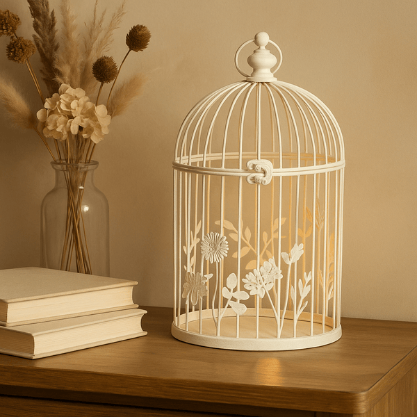 FLEUR ET FAUNE METAL FLORAL LANTERN (EX DISPLAY) – WHITE by Voyage Maison