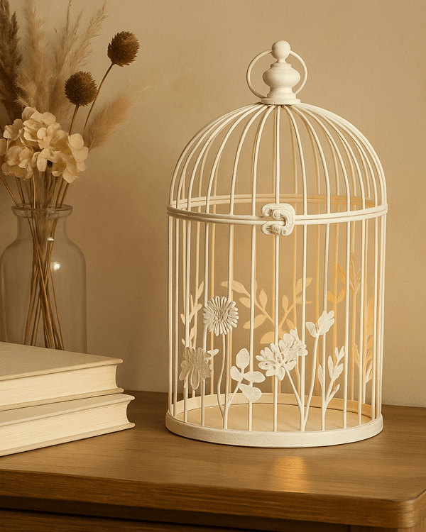 FLEUR ET FAUNE METAL FLORAL LANTERN – WHITE by Voyage Maison