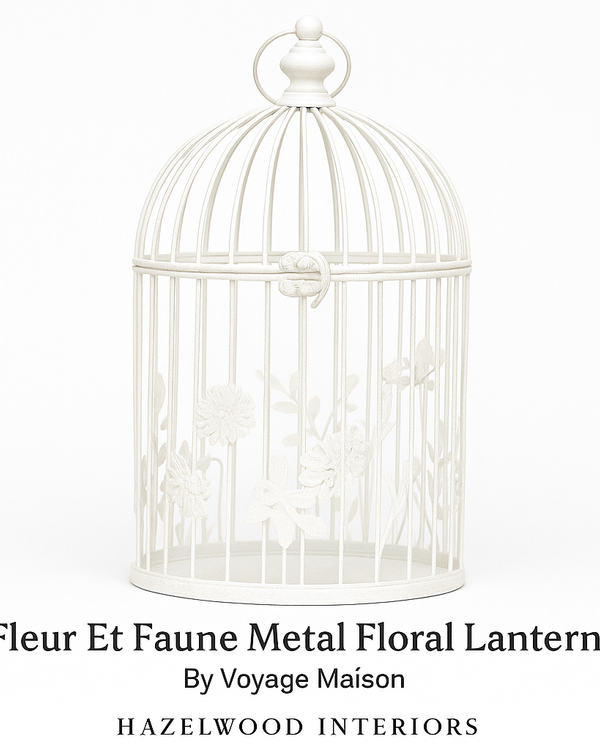 FLEUR ET FAUNE METAL FLORAL LANTERN – WHITE by Voyage Maison