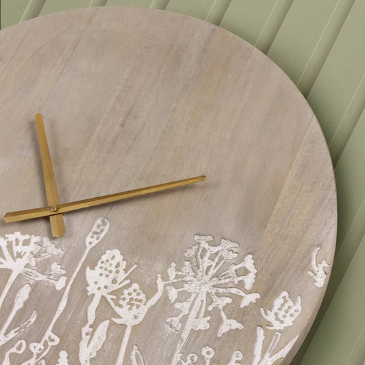 Voyage Maison (Riva Home) Voyage Maison Artwork Voyage Maison Fleur Et Faune Wooden Clock Greywash