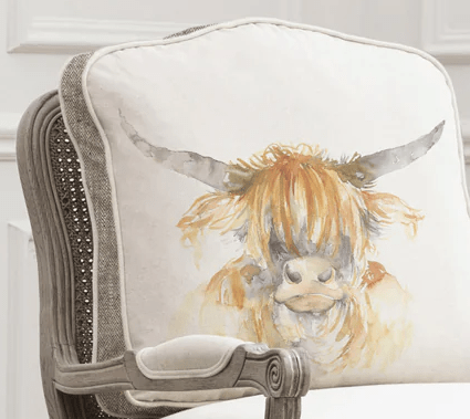 Voyage Maison (Riva Home) Voyage Maison Chair Cover Highland Coo Florence Chair Cover Linen FLORENCE CHAIR COVER – MULTI-PATTERNS available by Voyage Maison