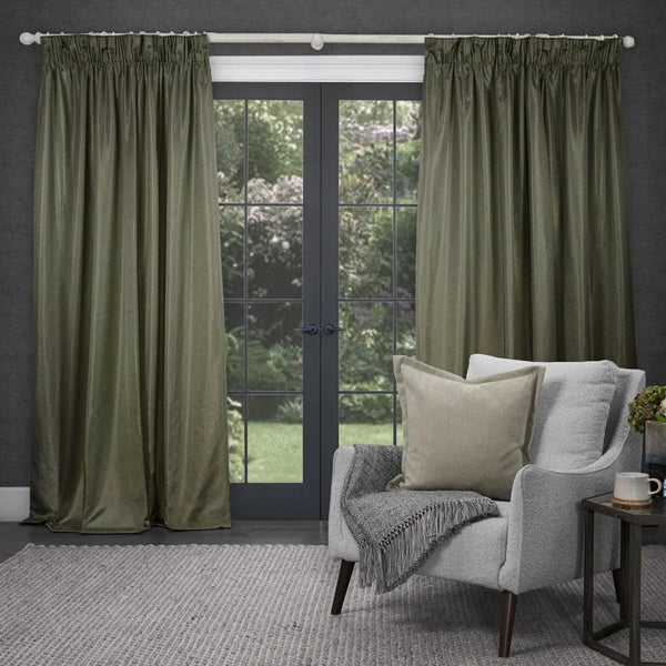 SERENO WOVEN PENCIL PLEAT CURTAINS GRASS by Voyage Maison