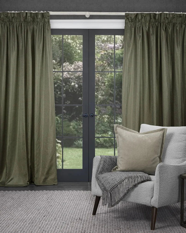 SERENO WOVEN PENCIL PLEAT CURTAINS GRASS by Voyage Maison