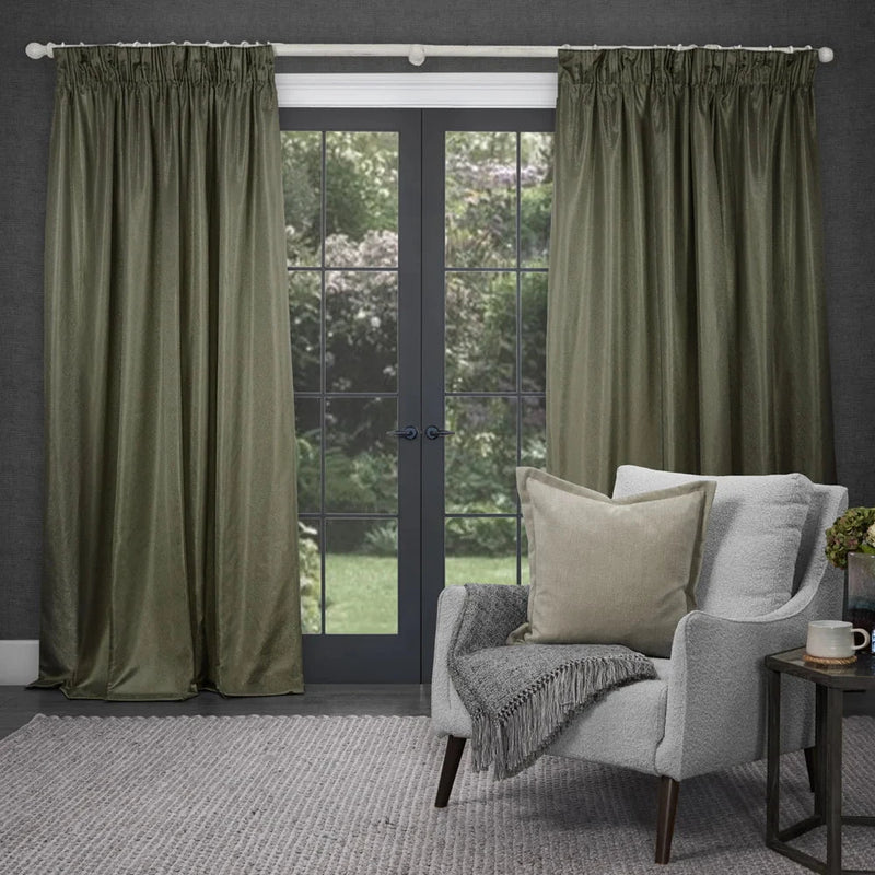 SERENO WOVEN PENCIL PLEAT CURTAINS GRASS by Voyage Maison