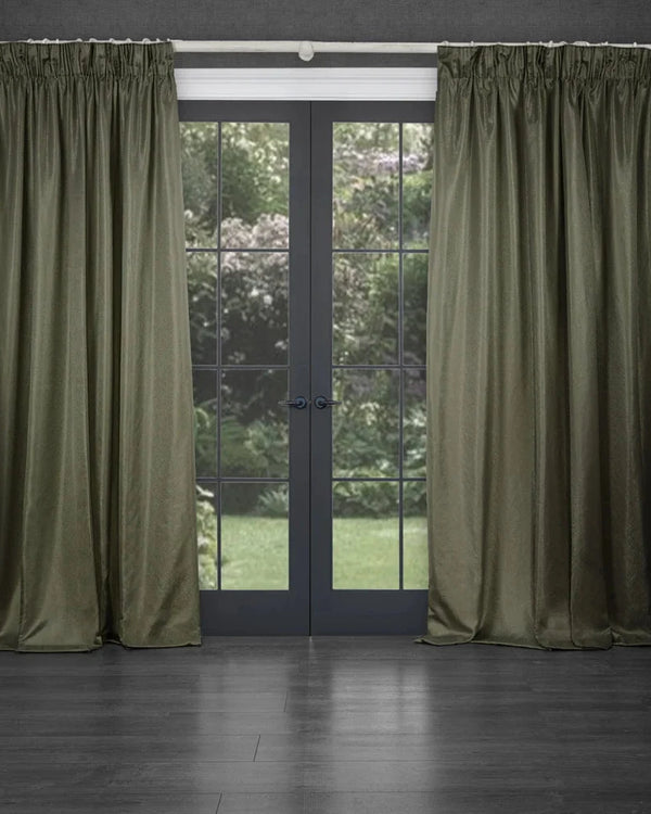 SERENO WOVEN PENCIL PLEAT CURTAINS GRASS by Voyage Maison