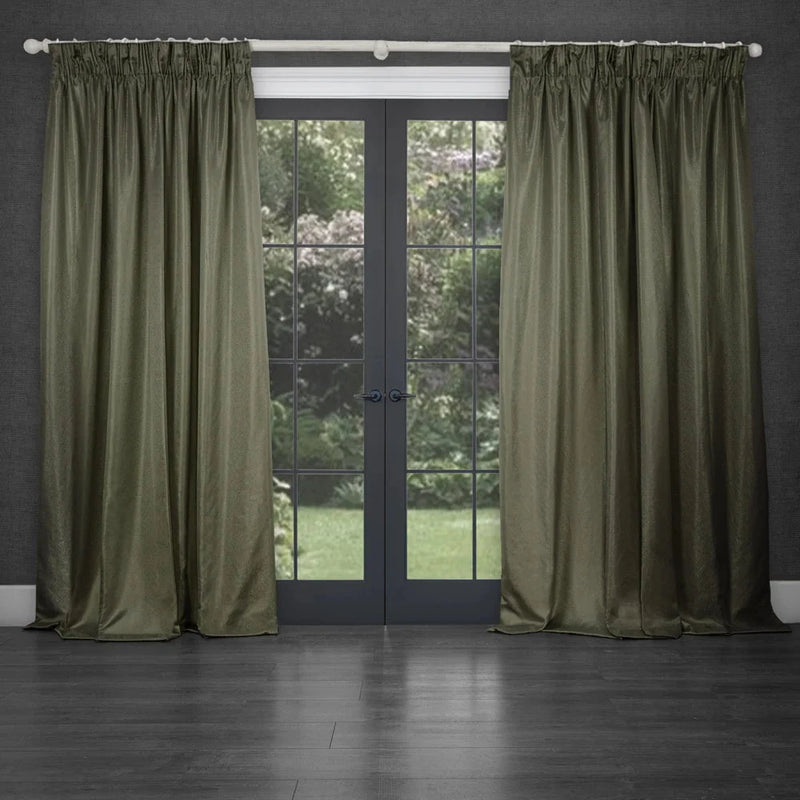 SERENO WOVEN PENCIL PLEAT CURTAINS GRASS by Voyage Maison